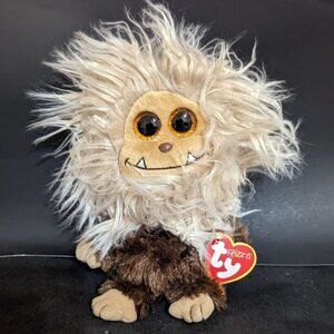 Ty Frizzys Zinger Plush Monster Brown Tan Furry Amver Glitter Eyes Monkey 7"